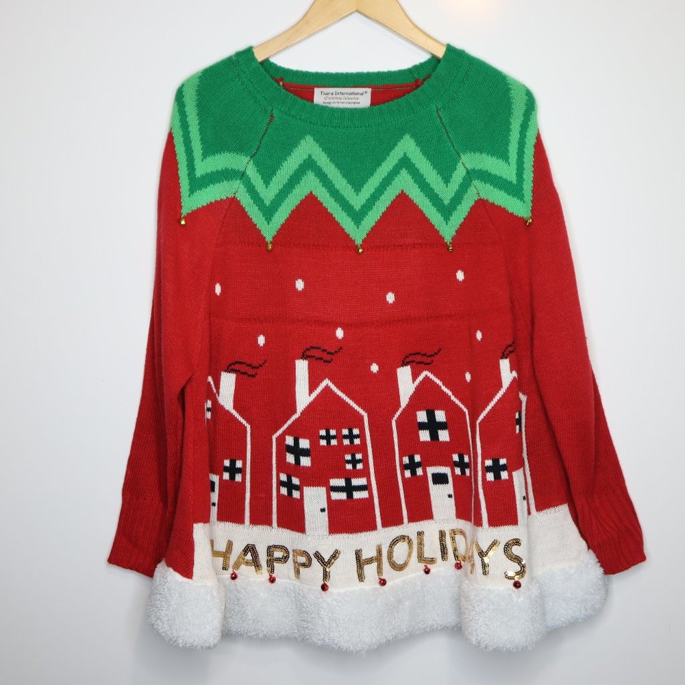 Happy Holidays Swing Christmas Sweater L